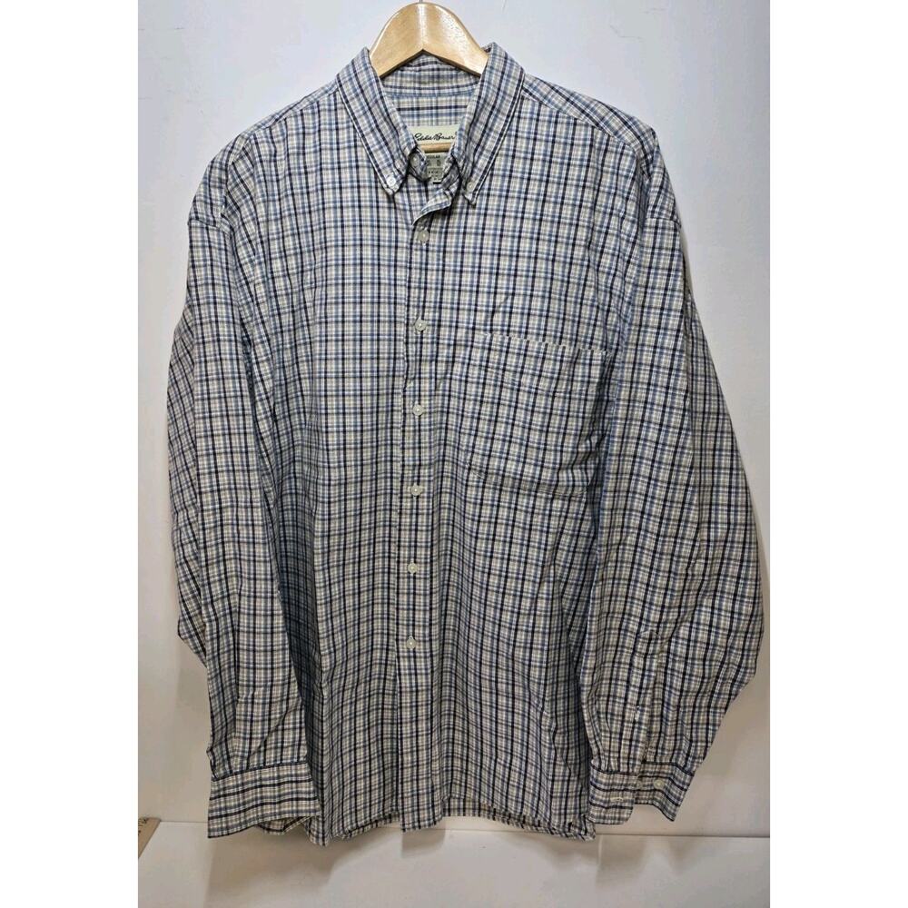 Vintage 90s Eddie Bauer Checked Over Shirt Heavy Cotton Button-Down Shacket -XL